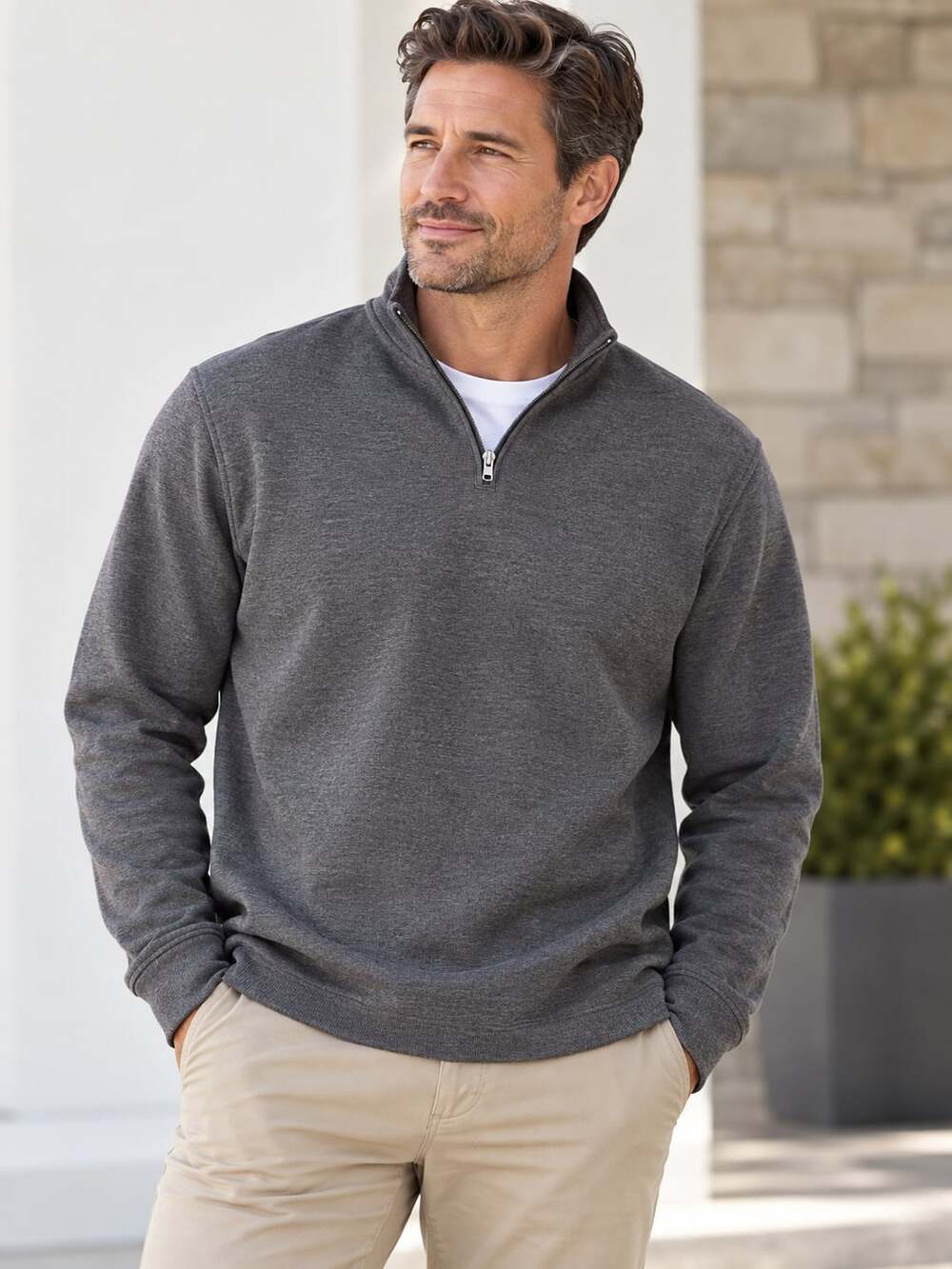 Perry Ellis Quarter-Zip Pullover Sweater Size XL Dark Gray